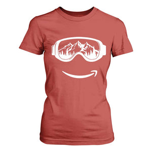 Funny Skiing Snowboard T Shirt For Women Snow Goggles Snow Mountain Winter Sport TS11 Red Print Your Wear