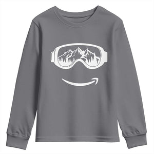 Funny Skiing Snowboard Youth Sweatshirt Snow Goggles Snow Mountain Winter Sport TS11 Charcoal Print Your Wear