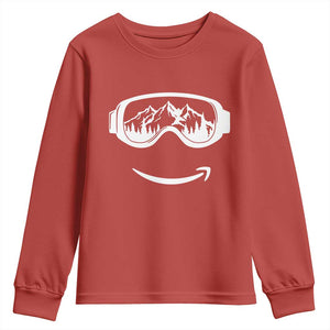 Funny Skiing Snowboard Youth Sweatshirt Snow Goggles Snow Mountain Winter Sport TS11 Red Print Your Wear