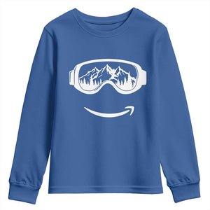 Funny Skiing Snowboard Youth Sweatshirt Snow Goggles Snow Mountain Winter Sport TS11 Royal Blue Print Your Wear