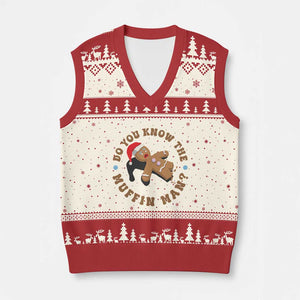 Xmas Gingerbread V-Neck Knit Sweater Vest Funny Do You Know The Muffin Man TS11 Beige Red Print Your Wear