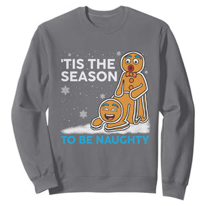 Funny Tis The Season To Be Naughty Dirty Christmas Sweatshirt Xmas Adult Humor TS11 Charcoal Print Your Wear