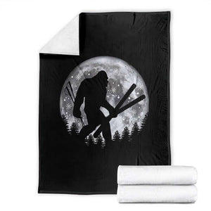 Funny Skiing Bigfoot Ski Winter Sport Moon Throw Blanket TS11 Black Print Your Wear