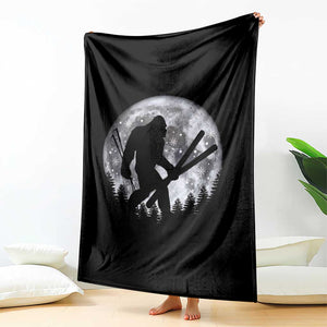 Funny Skiing Bigfoot Ski Winter Sport Moon Throw Blanket TS11 Print Your Wear