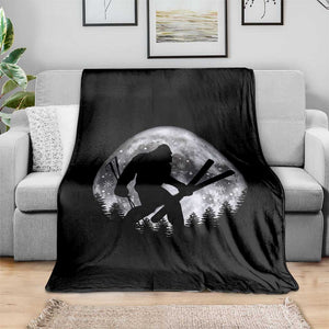 Funny Skiing Bigfoot Ski Winter Sport Moon Throw Blanket TS11 Print Your Wear