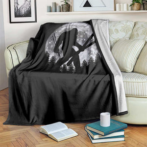 Funny Skiing Bigfoot Ski Winter Sport Moon Throw Blanket TS11 Print Your Wear