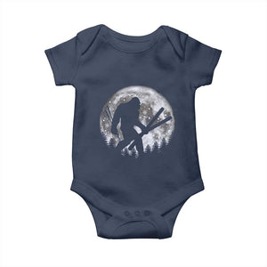 Funny Skiing Bigfoot Ski Winter Sport Moon Baby Onesie TS11 Navy Print Your Wear