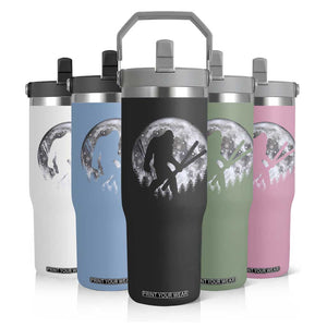 Funny Skiing Bigfoot Ski Winter Sport Moon Flip Straw Tumbler TS11 Print Your Wear
