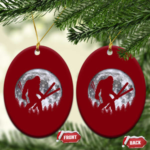 Funny Skiing Bigfoot Ski Winter Sport Moon Ceramic Ornament TS11 Print Your Wear
