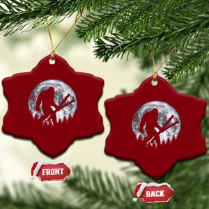 Funny Skiing Bigfoot Ski Winter Sport Moon Ceramic Ornament TS11 Print Your Wear