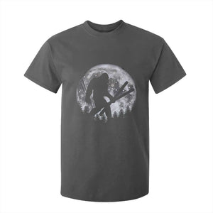 Funny Skiing Bigfoot Ski Winter Sport Moon T Shirt For Kid TS11 Dark Heather Print Your Wear