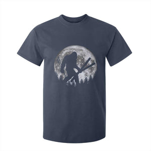 Funny Skiing Bigfoot Ski Winter Sport Moon T Shirt For Kid TS11 Navy Print Your Wear