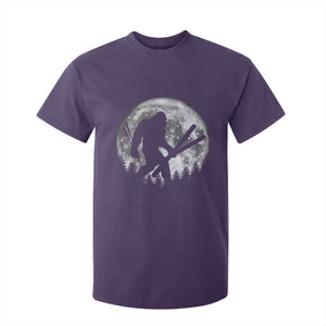 Funny Skiing Bigfoot Ski Winter Sport Moon T Shirt For Kid TS11 Purple Print Your Wear