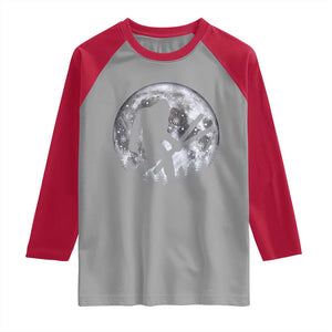 Funny Skiing Bigfoot Ski Winter Sport Moon Raglan Shirt TS11 Sport Gray Red Print Your Wear