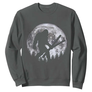 Funny Skiing Bigfoot Ski Winter Sport Moon Sweatshirt TS11 Dark Heather Print Your Wear