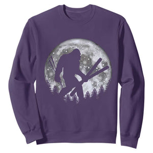 Funny Skiing Bigfoot Ski Winter Sport Moon Sweatshirt TS11 Purple Print Your Wear