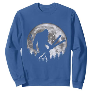 Funny Skiing Bigfoot Ski Winter Sport Moon Sweatshirt TS11 Royal Blue Print Your Wear