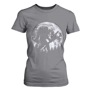 Funny Skiing Bigfoot Ski Winter Sport Moon T Shirt For Women TS11 Charcoal Print Your Wear