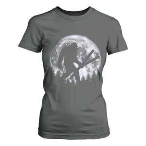 Funny Skiing Bigfoot Ski Winter Sport Moon T Shirt For Women TS11 Dark Heather Print Your Wear