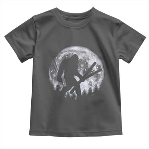 Funny Skiing Bigfoot Ski Winter Sport Moon Toddler T Shirt TS11 Dark Heather Print Your Wear