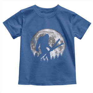 Funny Skiing Bigfoot Ski Winter Sport Moon Toddler T Shirt TS11 Royal Blue Print Your Wear