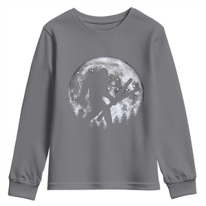Funny Skiing Bigfoot Ski Winter Sport Moon Youth Sweatshirt TS11 Charcoal Print Your Wear