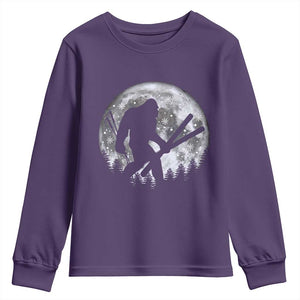 Funny Skiing Bigfoot Ski Winter Sport Moon Youth Sweatshirt TS11 Purple Print Your Wear