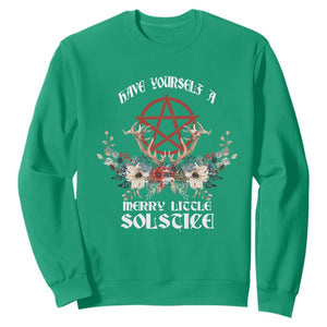 Have Yourself A Merry Little Solstice Sweatshirt Yule Pagan Christmas Pentagram TS11 Irish Green Print Your Wear