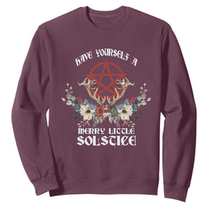 Have Yourself A Merry Little Solstice Sweatshirt Yule Pagan Christmas Pentagram TS11 Maroon Print Your Wear