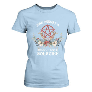 Have Yourself A Merry Little Solstice T Shirt For Women Yule Pagan Christmas Pentagram TS11 Light Blue Print Your Wear