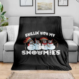 Funny Christmas Native American Throw Blanket Chillin' With My Snowmies Snowman Tribes TS11 Print Your Wear