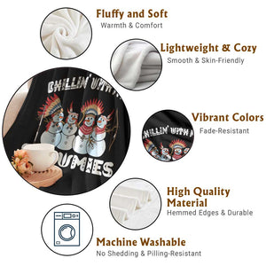 Funny Christmas Native American Throw Blanket Chillin' With My Snowmies Snowman Tribes TS11 Print Your Wear