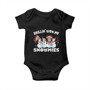 Funny Christmas Native American Baby Onesie Chillin' With My Snowmies Snowman Tribes TS11 Black Print Your Wear