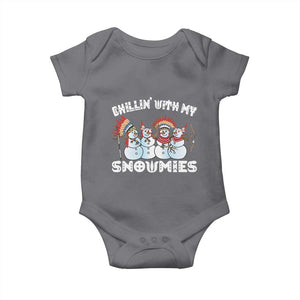 Funny Christmas Native American Baby Onesie Chillin' With My Snowmies Snowman Tribes TS11 Charcoal Print Your Wear