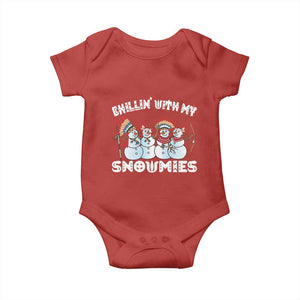 Funny Christmas Native American Baby Onesie Chillin' With My Snowmies Snowman Tribes TS11 Red Print Your Wear