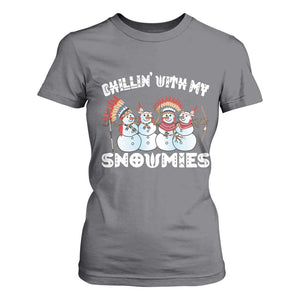 Funny Christmas Native American T Shirt For Women Chillin' With My Snowmies Snowman Tribes TS11 Charcoal Print Your Wear