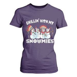 Funny Christmas Native American T Shirt For Women Chillin' With My Snowmies Snowman Tribes TS11 Purple Print Your Wear