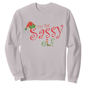 Funny Christmas Elf Sweatshirt I'm The Sassy Elf Family Matching TS11 Ice Gray Print Your Wear