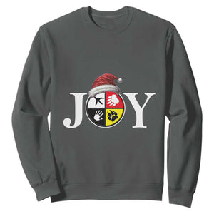 Christmas Native American Joy Medicine Wheel Santa Hat Sweatshirt TS11 Dark Heather Print Your Wear
