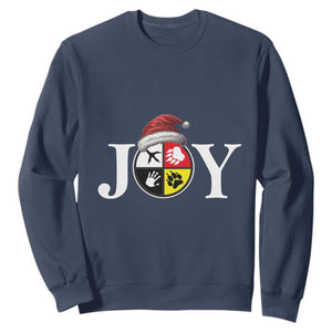 Christmas Native American Joy Medicine Wheel Santa Hat Sweatshirt TS11 Navy Print Your Wear