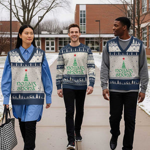 Funny Irish Gaelic Xmas Nollaig Shona V-Neck Knit Sweater Vest Xmas Tree TS11 Beige Navy Print Your Wear