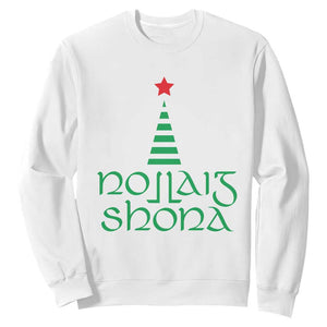 Funny Irish Gaelic Christmas Nollaig Shona Sweatshirt Xmas Tree TS11 White Print Your Wear