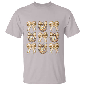 Coquette Happy New Year 2025 Gold Bow T Shirt TS11 Ice Gray Print Your Wear