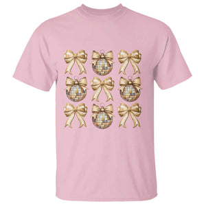 Coquette Happy New Year 2025 Gold Bow T Shirt TS11 Light Pink Print Your Wear