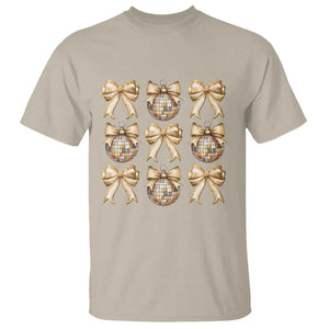 Coquette Happy New Year 2025 Gold Bow T Shirt TS11 Sand Print Your Wear