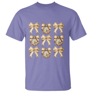 Coquette Happy New Year 2025 Gold Bow T Shirt TS11 Violet Print Your Wear