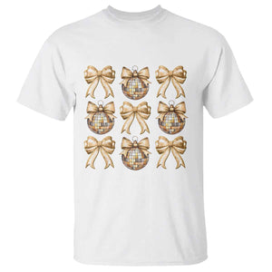 Coquette Happy New Year 2025 Gold Bow T Shirt TS11 White Print Your Wear