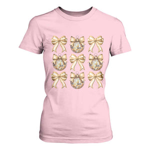 Coquette Happy New Year 2025 Gold Bow T Shirt For Women TS11 Light Pink Print Your Wear
