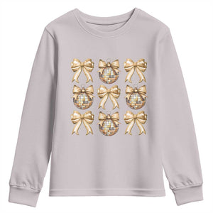 Coquette Happy New Year 2025 Gold Bow Youth Sweatshirt TS11 Ice Gray Print Your Wear
