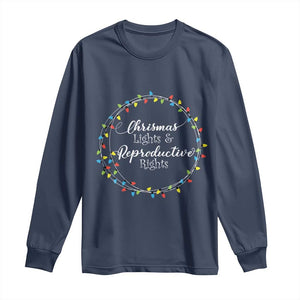 Funny Christmas Lights And Reproductive Rights Long Sleeve Shirt Led Light TS11 Navy Print Your Wear